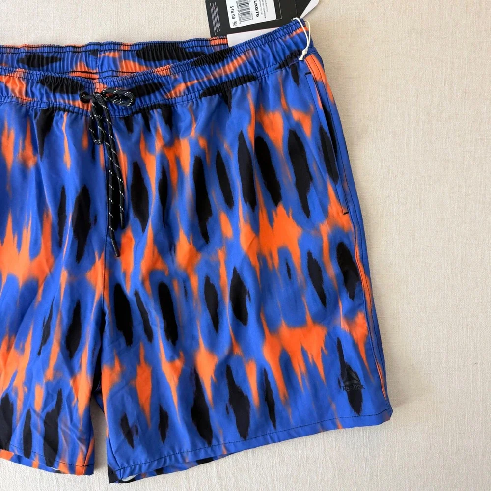 Reebok Swim Trunks Mens XL Blue Orange Tie Dye Print 7
